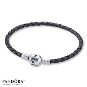 NWOT Pandora braided leather charm bracelet